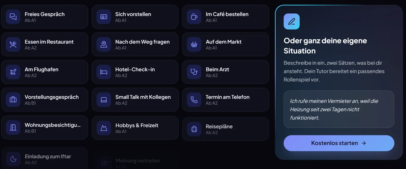 Limny: Rollenspiele vom Café bis zum Vorstellungsgespräch und eigene Situationen